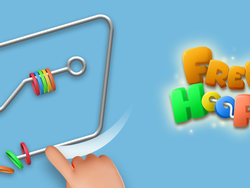 Colorful scene of players bouncing balls and solving puzzles in Free Hoops