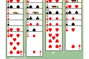 Exciting game of Freecell Solitaire with colorful cards laid out