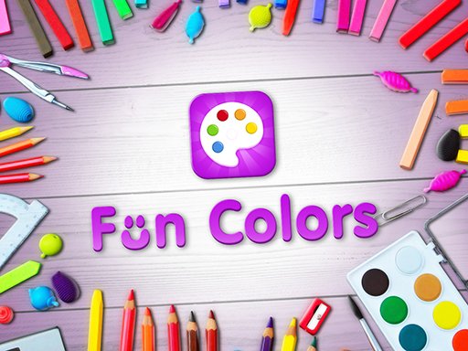 Colorful scene of kids coloring and drawing in Fun Colors game