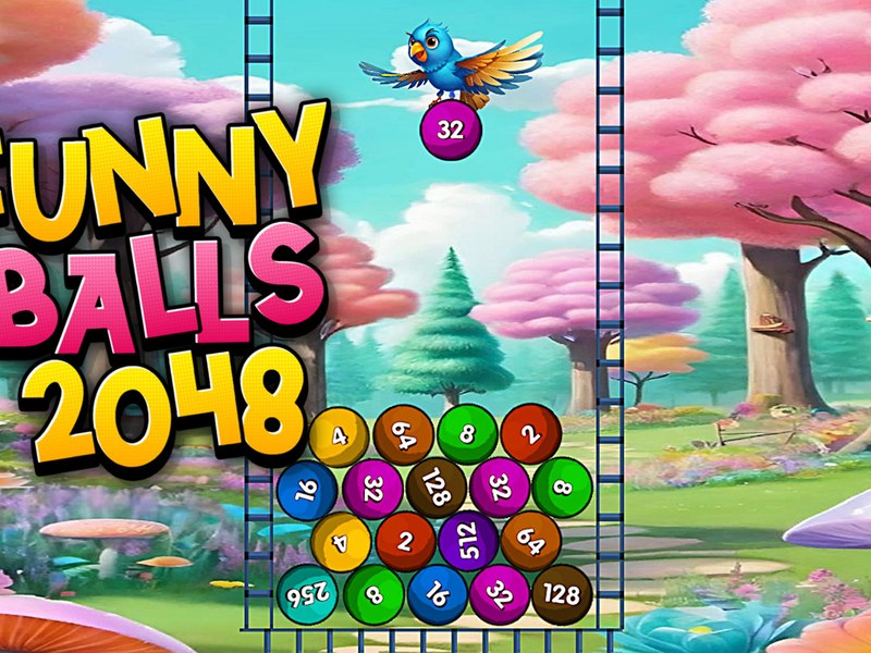 Funny Balls 2048 — colorful bouncing balls collide in a fun puzzle