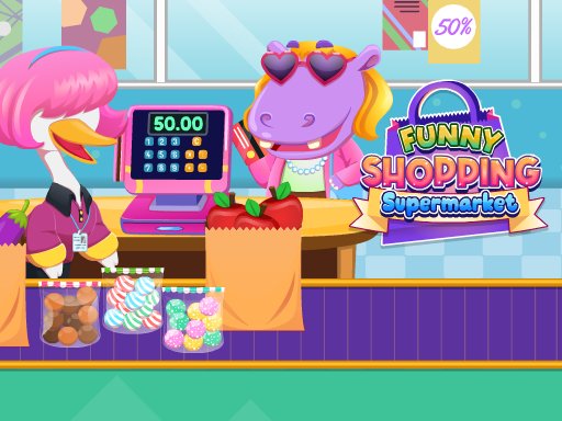 Funny Shopping Supermarket — kids shopping for groceries