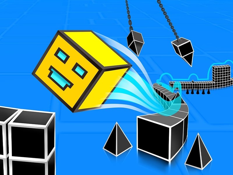 Exciting scene from Geometry Rush 4D with colorful geometric shapes