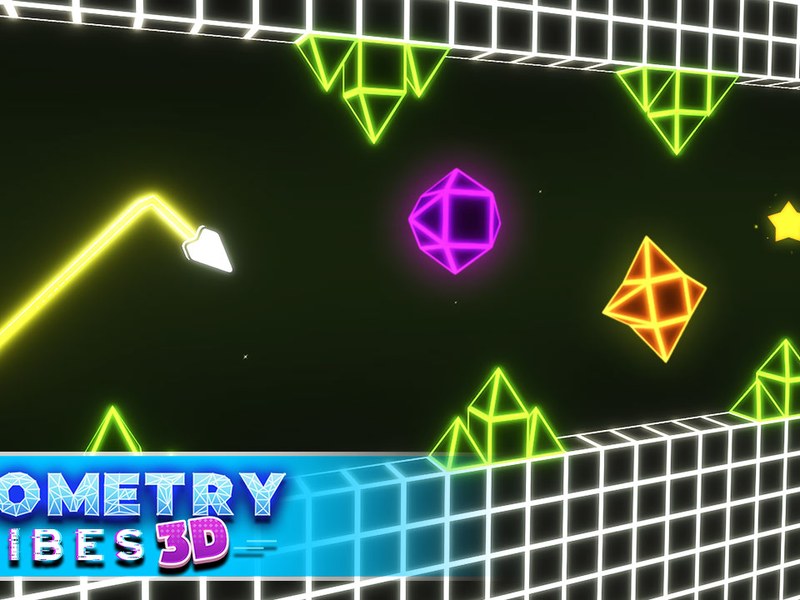 Exciting scene from Geometry Vibes 3D with colorful shapes and music