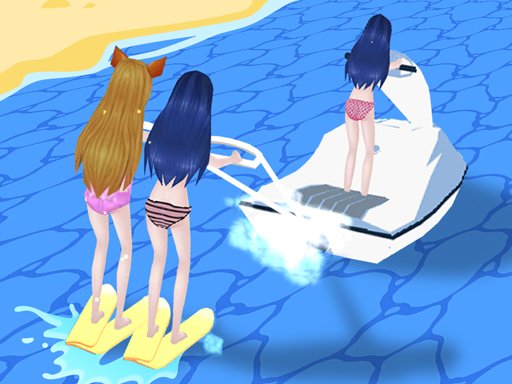 Girl Surfer 3D — vibrant scene of a girl surfing with waves splashing