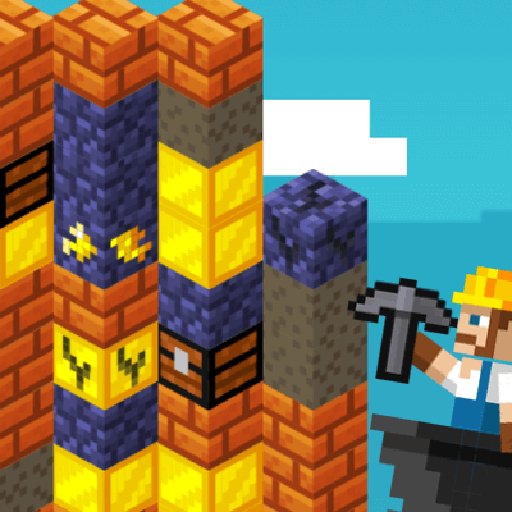 Exciting scene from Gold Mine Strike with colorful blocks and pickaxes