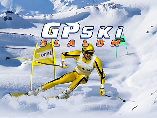 Exciting scene of skiers racing down snowy slopes in GP Ski Slalom