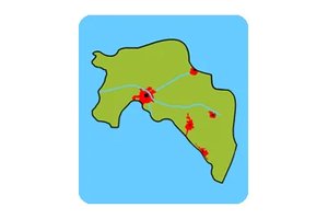 Screenshot of Groningen Province Geography game with a colorful map