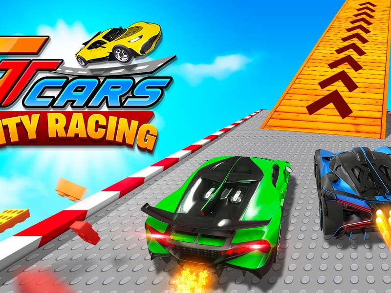 Exciting scene from GT Cars City Racing with colorful toy cars racing through a vibrant city
