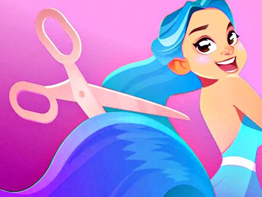 Exciting scene from Hair Challenge Online with colorful characters dodging scissors