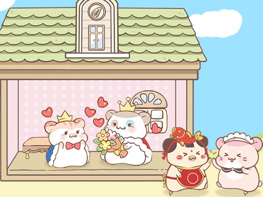 Colorful scene of cute hamsters in a cozy apartment setting