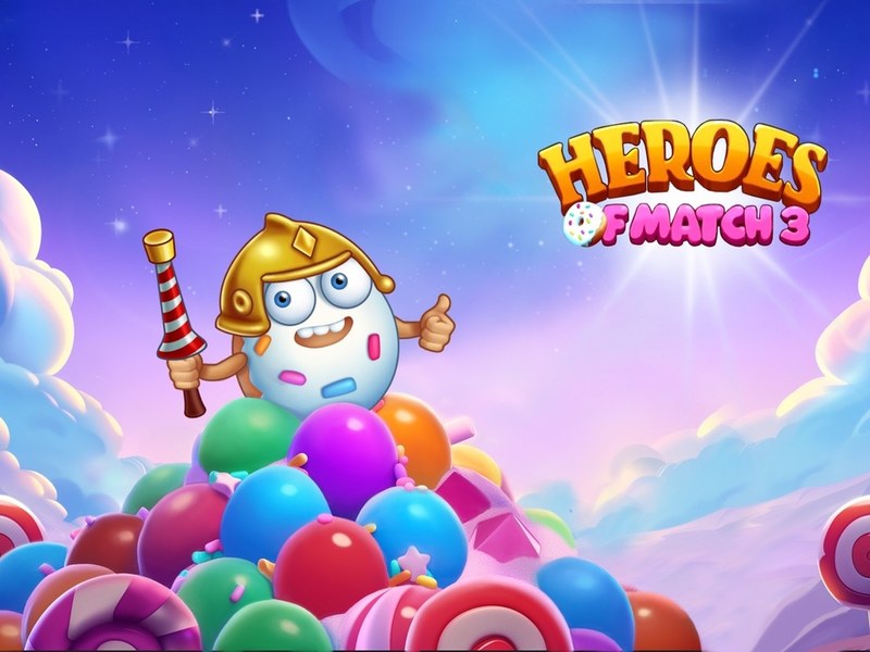 Colorful candies and fun characters in Heroes of Match 3