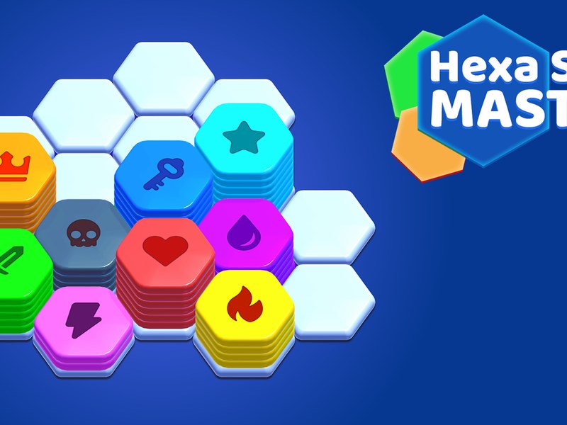 Hexa Sort Master gameplay featuring colorful hexagonal blocks