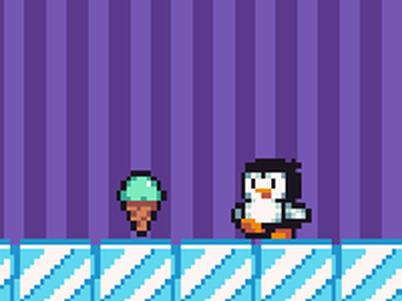 Ice Penguin game screen showing a cheerful penguin solving math problems