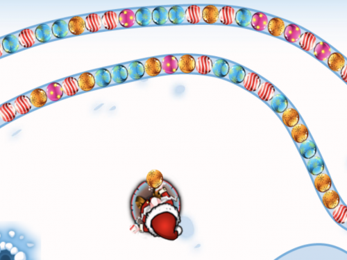 Colorful Christmas ornaments in a fun bubble shooter game
