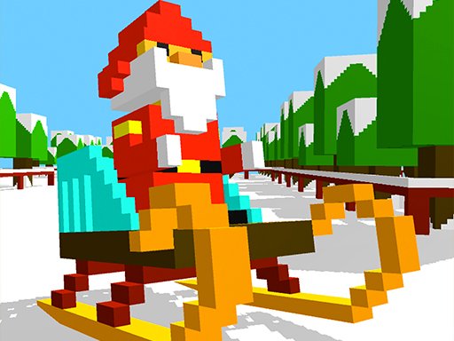 Santa joyfully flying on his sleigh delivering gifts