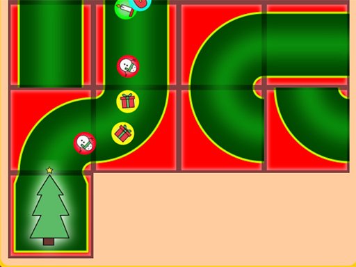 Colorful Christmas pipes puzzle game with festive animations