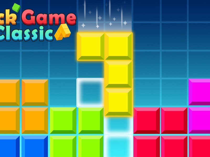 Tetris gameplay with colorful falling blocks in action