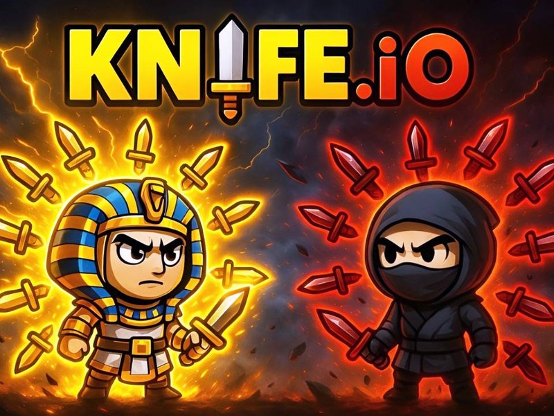 Colorful scene from Knife.io featuring vibrant characters and action