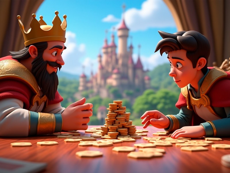A vibrant scene from Magic Kingdom: Hex Match with colorful buildings and resources