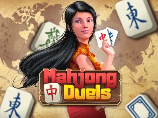 Exciting Mahjong Duels game with colorful tiles and players