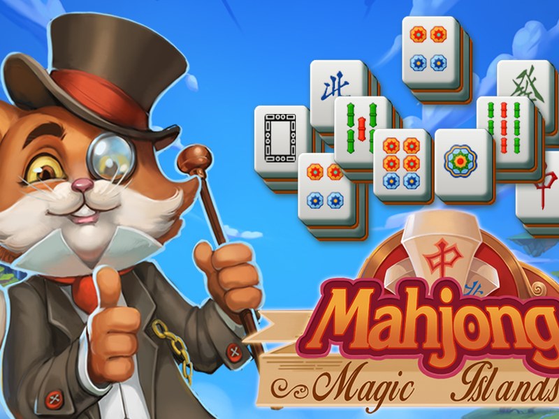 Colorful Mahjong tiles and mystical islands in the game