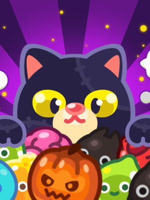 Colorful scene from Monster Cafe with funny monsters shooting bubbles