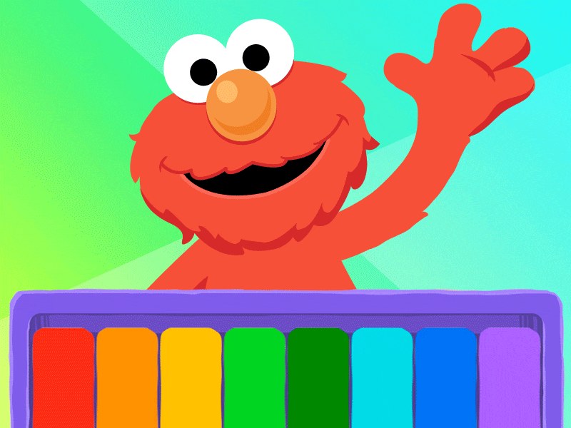 Colorful scene of monsters creating music together