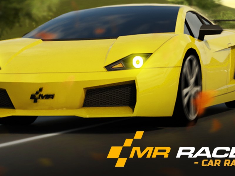 Exciting scene from MR RACER with fast cars racing on a busy road