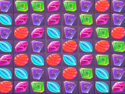 Colorful gems exploding in a fun match-3 puzzle game