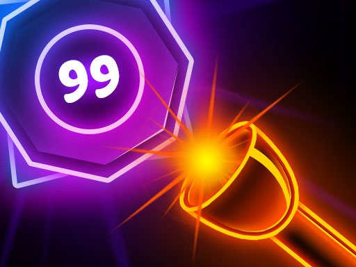 Neon Blaster gameplay with colorful neon blocks and explosions