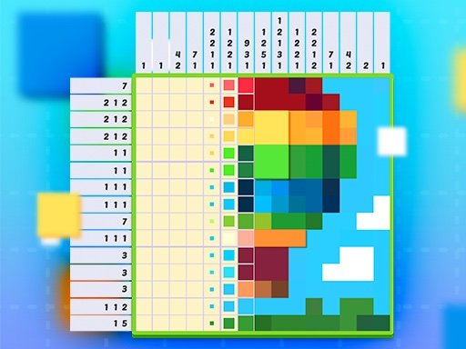 Colorful Nonogram Jigsaw puzzle pieces coming together