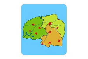 Colorful map game showing cities in North Netherlands