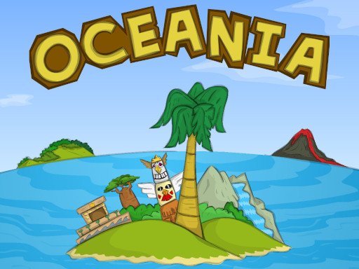 Oceania — vibrant island farm scene with friends building together