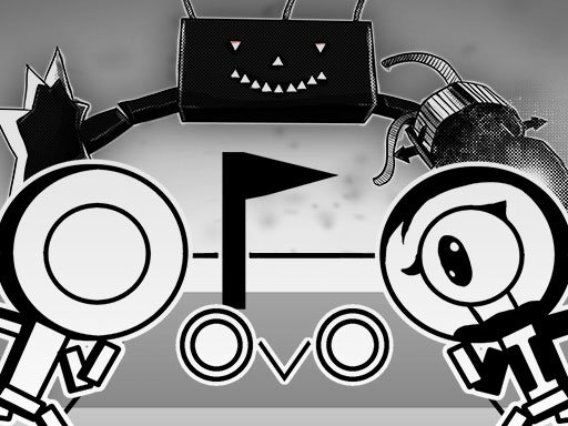 OvO gameplay featuring a character jumping through colorful levels