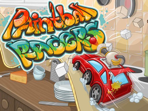 Exciting scene from Paintball Racers with colorful cars racing