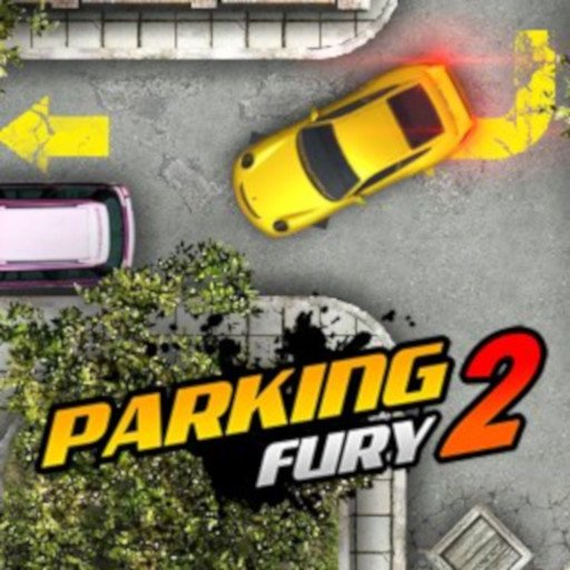 Screenshot of Parking Fury 2 showing cars in a busy parking lot