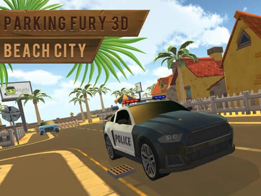 Exciting scene from Parking Fury 3D: Beach City with colorful beach streets