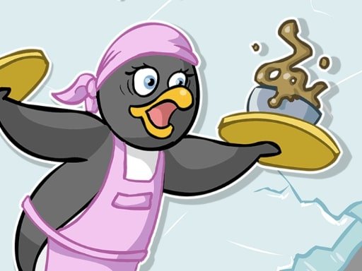 Penny the penguin serving customers in her busy diner