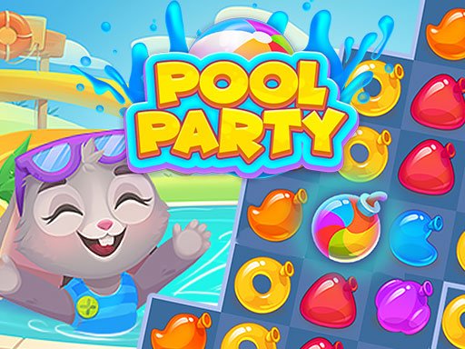 Colorful scene from Pool Party with water balloons and Bunni