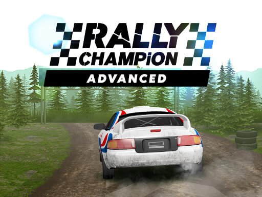 Exciting race scene in Rally Champion Advanced with cars speeding on a track