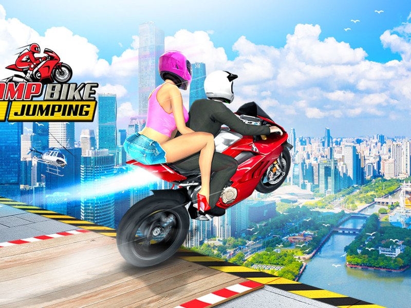 Exciting scene of Ramp Bike Jumping with bikes soaring off ramps