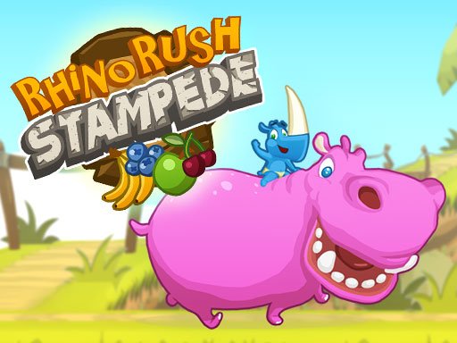 Rhino Rush Stampede — a blue rhino racing through a colorful landscape