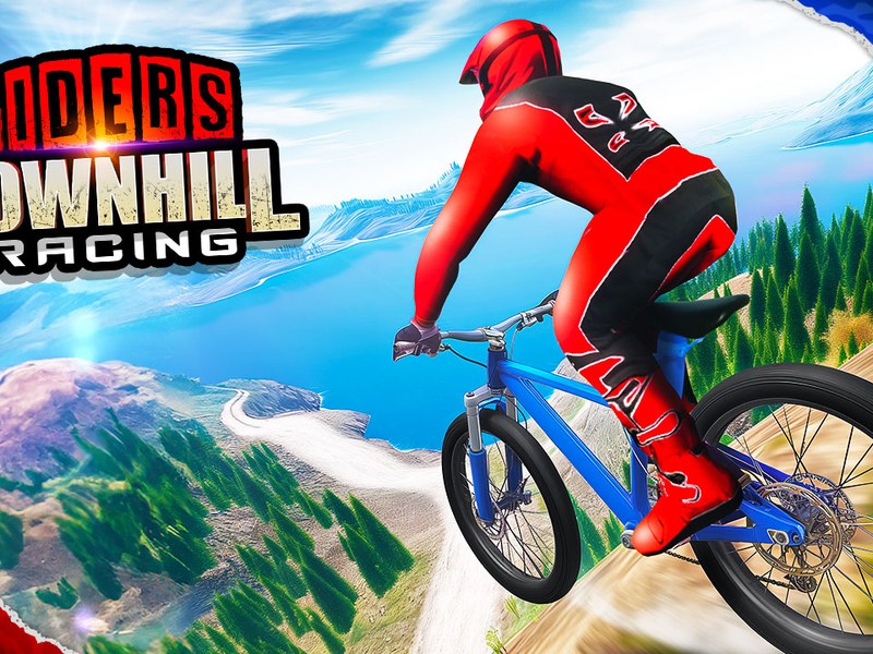 Exciting scene from Riders Downhill Racing with cool vehicles racing downhill