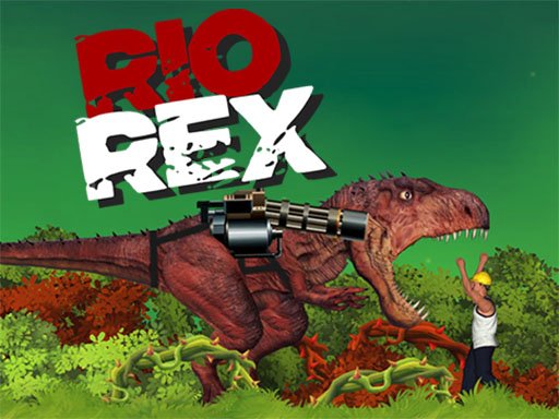 Rio Rex game scene with a giant T-Rex rampaging through Rio