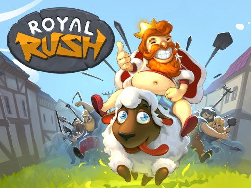 Exciting scene from Royal Rush with a colorful character collecting coins