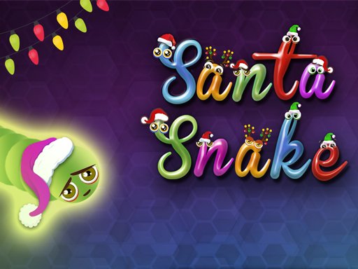 Santa Snakes gameplay with colorful snakes in a snowy Christmas setting
