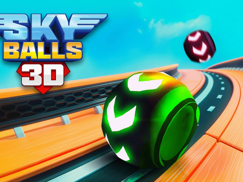 Colorful balls soaring through the sky on winding tracks