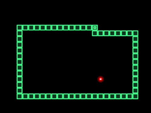 Snake game screenshot showing a green snake eating food