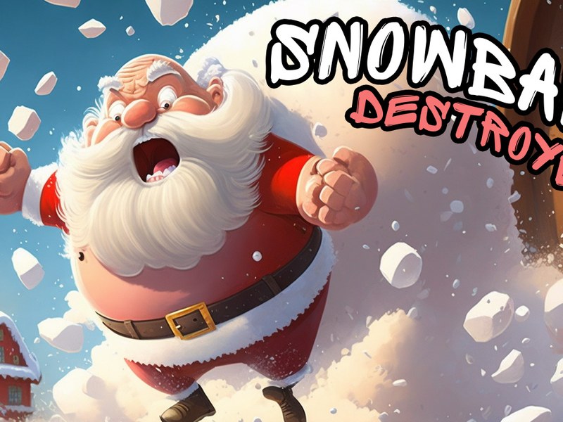 A fun scene of a character in a Santa suit throwing snowballs