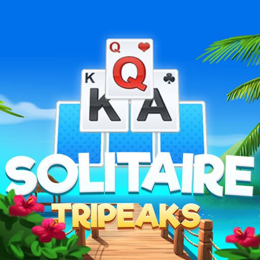 Screenshot of Solitaire Story TriPeaks with colorful cards and landscapes